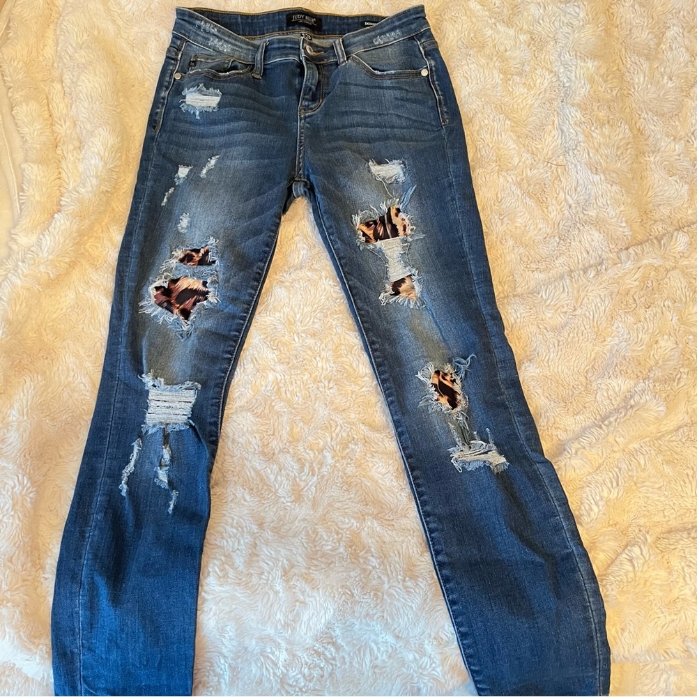 Leopard Patch Judy Blue Skinny Jeans